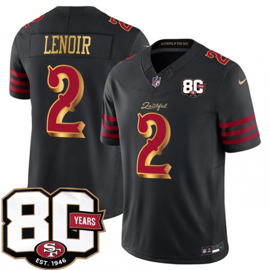 Men's San Francisco 49ers #2 Deommodore Lenoir Black 80th Anniversary“Rivalries” 2026 F.U.S.E. Vapor Untouchable Limited Football Stitched Jersey - Ujersey
