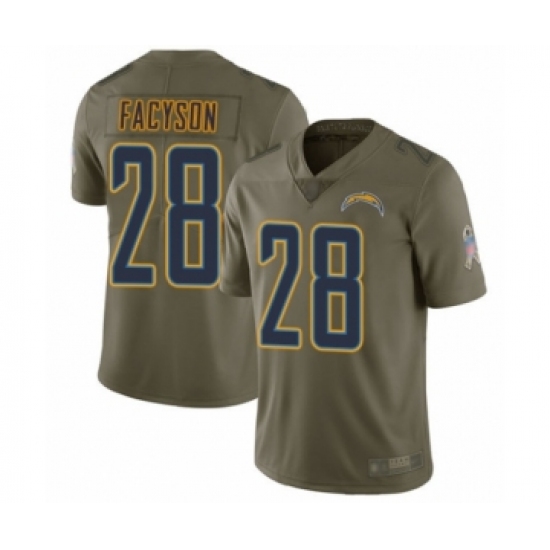 Youth Los Angeles Chargers #28 Brandon Facyson Limited Olive 2017 Salute to Service Football Jersey - Ujersey