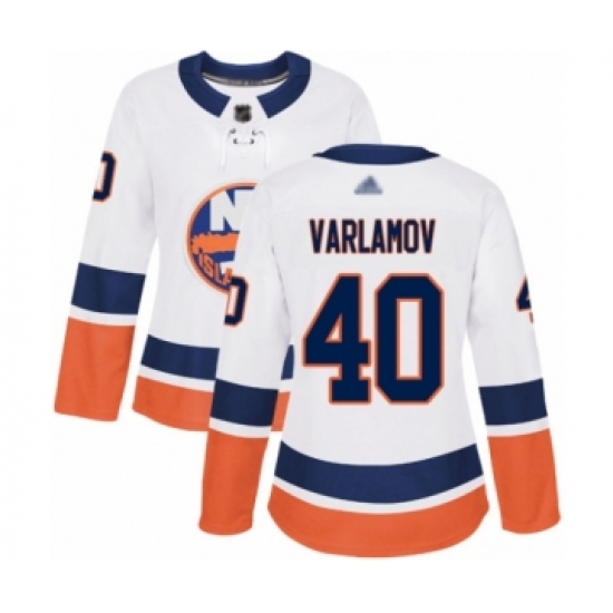 Women's New York Islanders #40 Semyon Varlamov Authentic White Away Hockey Jersey - Ujersey