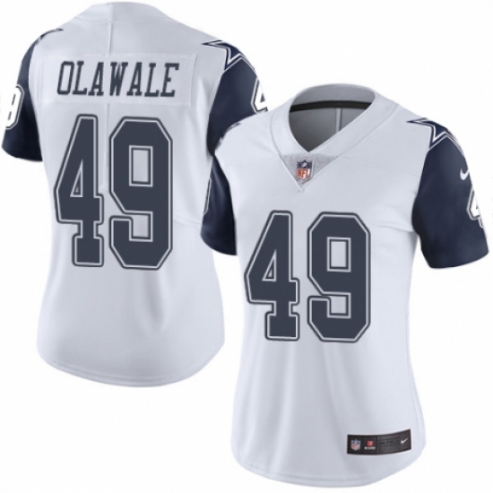 Women's Nike Dallas Cowboys #49 Jamize Olawale Limited White Rush Vapor Untouchable NFL Jersey - Ujersey