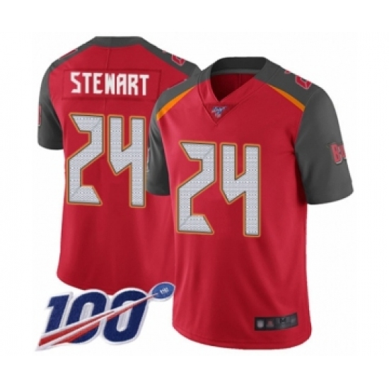 Men's Tampa Bay Buccaneers #24 Darian Stewart Red Team Color Vapor Untouchable Limited Player 100th Season Football Jersey - Ujersey