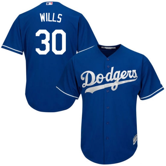 Men's Majestic Los Angeles Dodgers #30 Maury Wills Replica Royal Blue Alternate Cool Base MLB Jersey - Ujersey