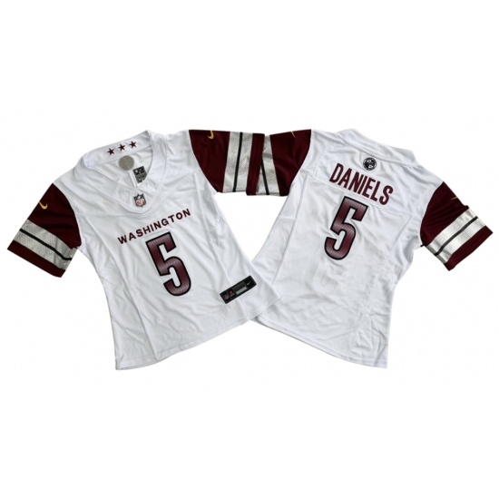 Women's Washington Commanders #5 Jayden Daniels White 2024 F.U.S.E. Draft Stitched Jersey(Run Small) - Ujersey