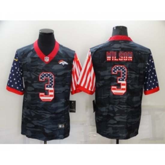 Men's Denver Broncos #3 Russell Wilson Camo Salute To Serve USA Flag Limited Jersey - Ujersey