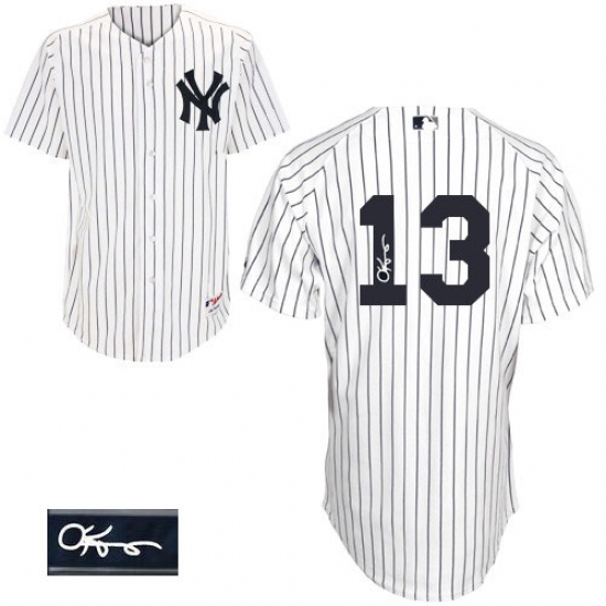 Men's Majestic New York Yankees #13 Alex Rodriguez Authentic White Home Autographed MLB Jersey - Ujersey