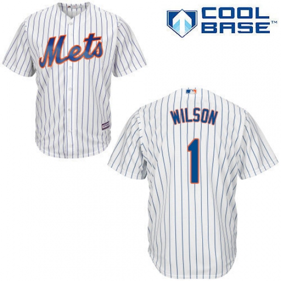 Men's Majestic New York Mets #1 Mookie Wilson Replica White Home Cool Base MLB Jersey - Ujersey