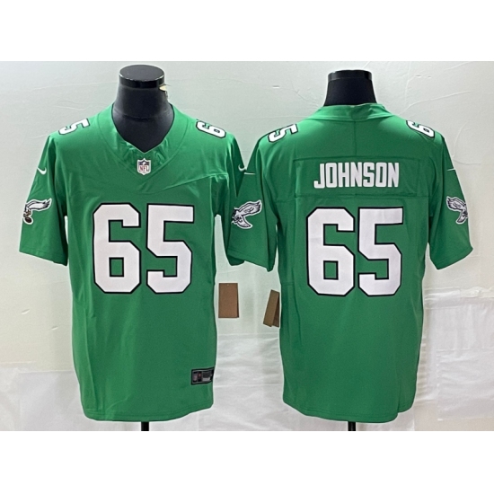 Men's Nike Philadelphia Eagles #65 Lane Johnson Green 2023 F.U.S.E. Vapor Limited Throwback Stitched Football Jersey - Ujersey