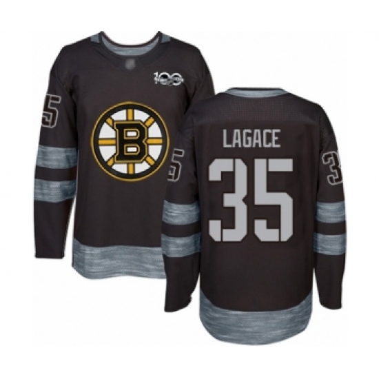Men's Boston Bruins #35 Maxime Lagace Authentic Black 1917-2017 100th Anniversary Hockey Jersey - Ujersey