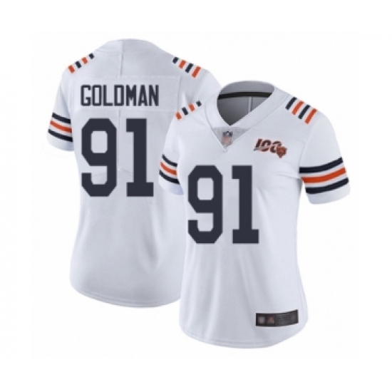 Women's Chicago Bears #91 Eddie Goldman White 100th Season Limited Football Jersey - Ujersey