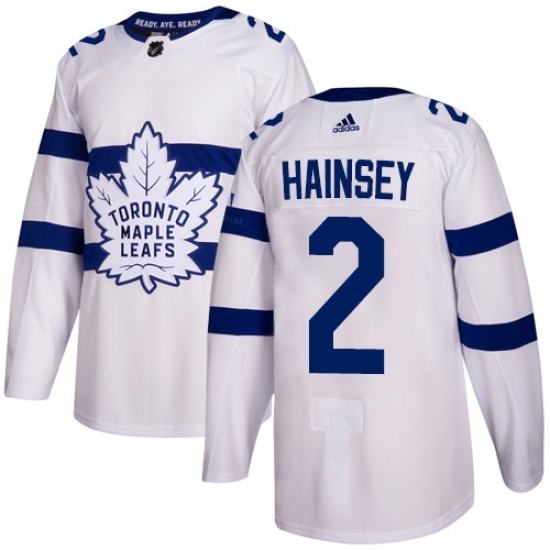 Men's Adidas Toronto Maple Leafs #2 Ron Hainsey Authentic White 2018 Stadium Series NHL Jersey - Ujersey
