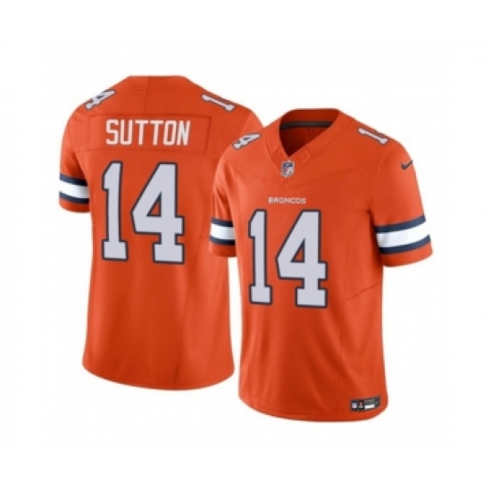 Men's Nike Denver Broncos #14 Courtland Sutton Orange 2023 F.U.S.E. Vapor Untouchable Football Stitched Jersey