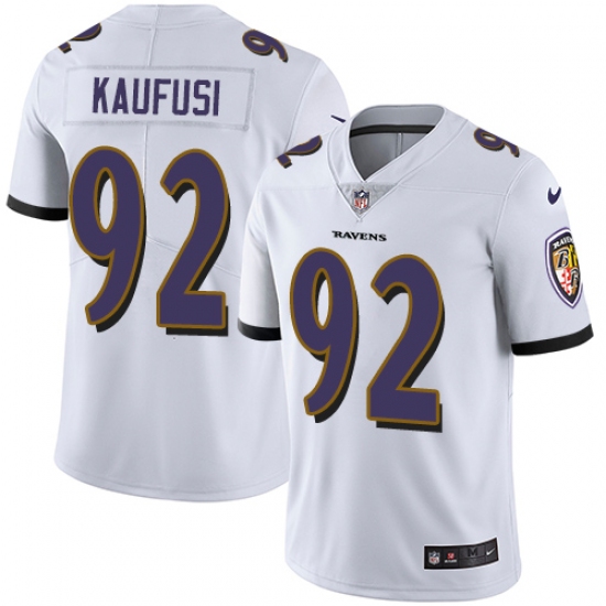 Men's Nike Baltimore Ravens #92 Bronson Kaufusi White Vapor Untouchable Limited Player NFL Jersey - Ujersey
