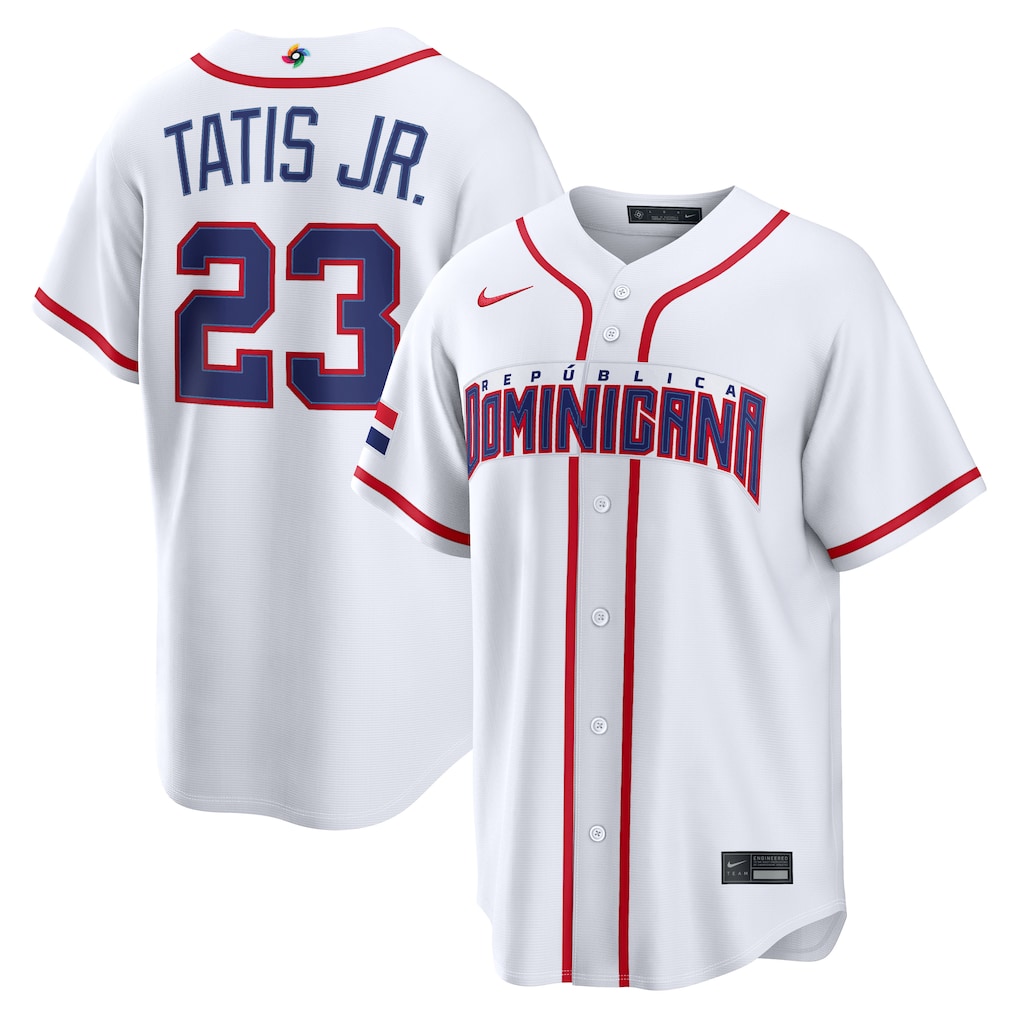Men's Dominican Republic Baseball Fernando Tatis Jr. Nike White 2026 World Baseball Classic Home Stadium Jersey - ujerseystore