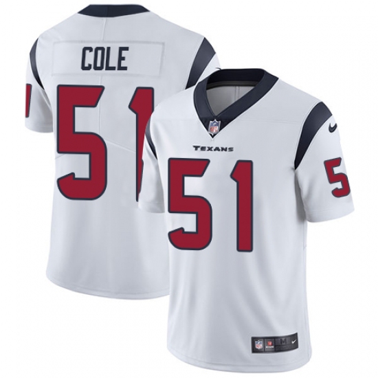 Men's Nike Houston Texans #51 Dylan Cole White Vapor Untouchable Limited Player NFL Jersey - Ujersey
