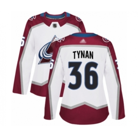 Women's Colorado Avalanche #36 T.J. Tynan Authentic White Away Hockey Jersey - Ujersey