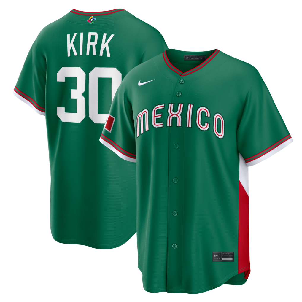 Men's Mexico Baseball Alejandro Kirk Nike Green 2026 World Baseball Classic Road Stadium Jersey - U-jersey