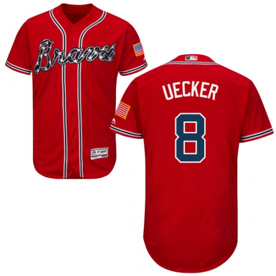 Men's Majestic Atlanta Braves #8 Bob Uecker Red Alternate Flex Base Authentic Collection MLB Jersey - Ujersey
