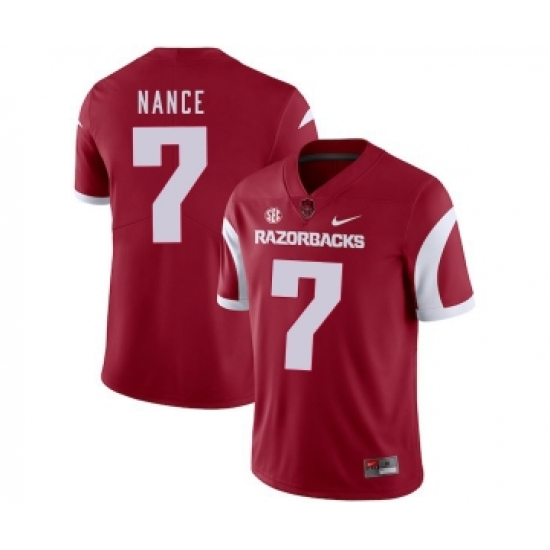 Arkansas Razorbacks 7 Jonathan Nance Red College Football Jersey - Ujersey