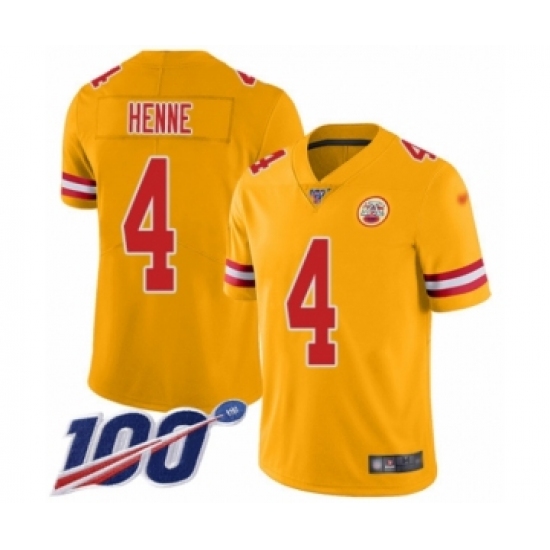 Youth Kansas City Chiefs #4 Chad Henne Limited Gold Inverted Legend 100th Season Football Jersey - Ujersey