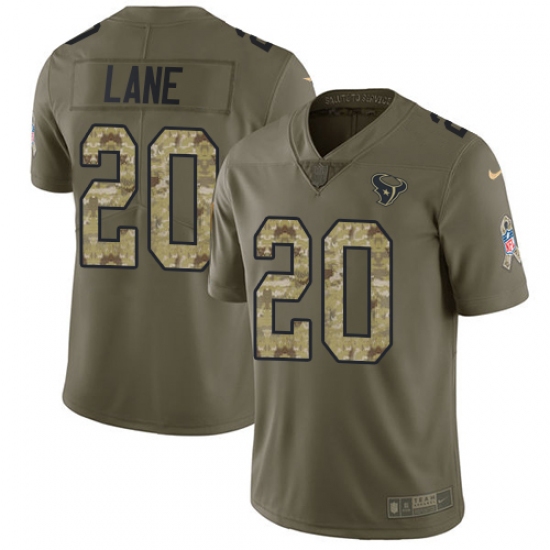 Men's Nike Houston Texans #20 Jeremy Lane Limited Olive/Camo 2017 Salute to Service NFL Jersey - Ujersey
