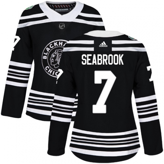 Women's Adidas Chicago Blackhawks #7 Brent Seabrook Authentic Black 2019 Winter Classic NHL Jersey - Ujersey