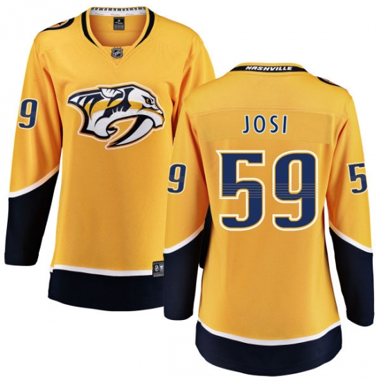 Women's Nashville Predators #59 Roman Josi Fanatics Branded Gold Home Breakaway NHL Jersey - Ujersey