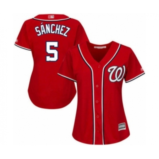 Women's Washington Nationals #5 Adrian Sanchez Authentic Red Alternate 1 Cool Base Baseball Player Jersey - Ujersey