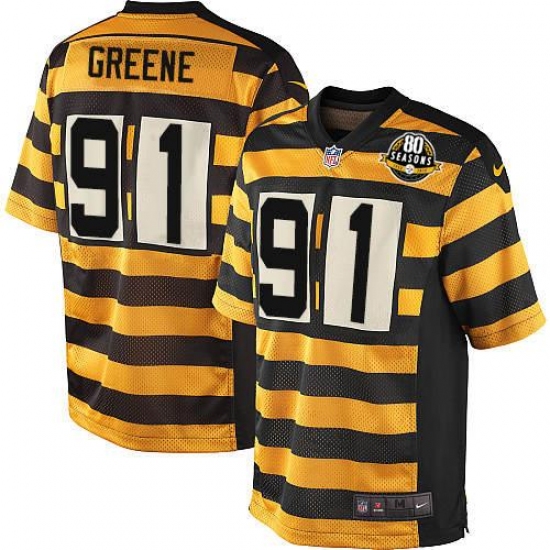 Men's Nike Pittsburgh Steelers #91 Kevin Greene Elite Yellow/Black Alternate 80TH Anniversary Throwback NFL Jersey - Ujersey