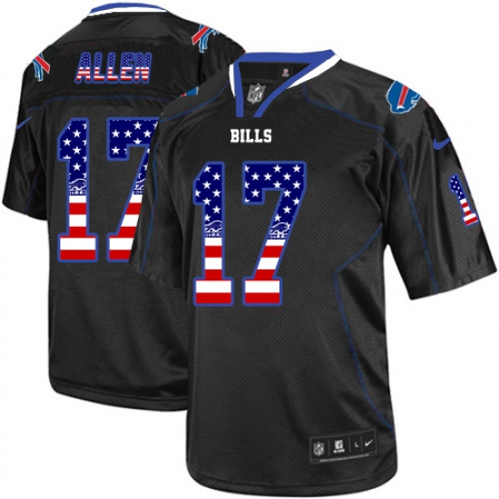 Men's Nike Buffalo Bills #17 Josh Allen Elite Black USA Flag Fashion NFL Jersey - Ujersey