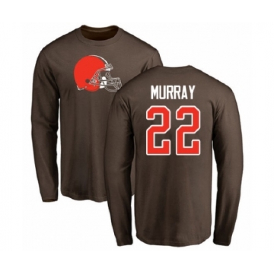 Football Cleveland Browns #22 Eric Murray Brown Name & Number Logo Long Sleeve T-Shirt - Ujersey