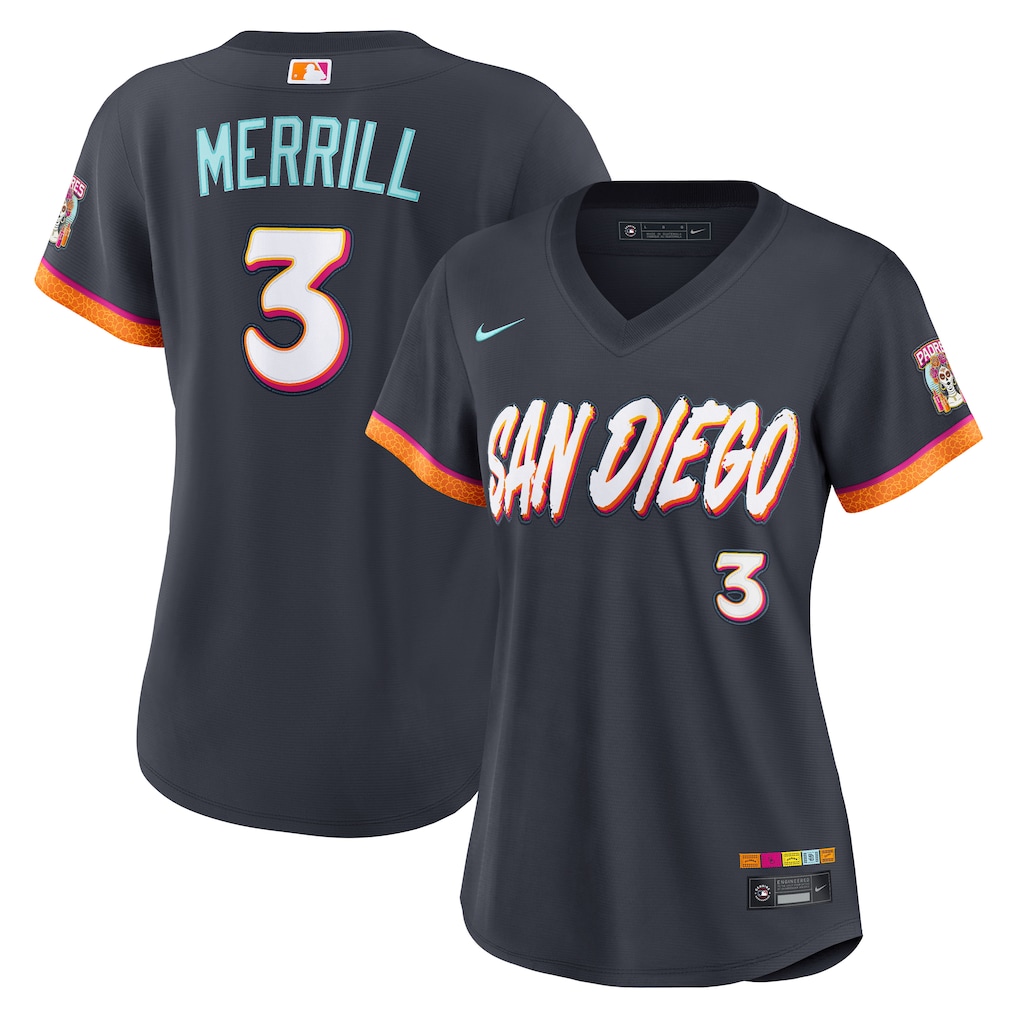 Women's San Diego Padres Jackson Merrill Nike Obsidian 2026 City Connect Stadium Jersey - Vujersey Los Angeles Rams