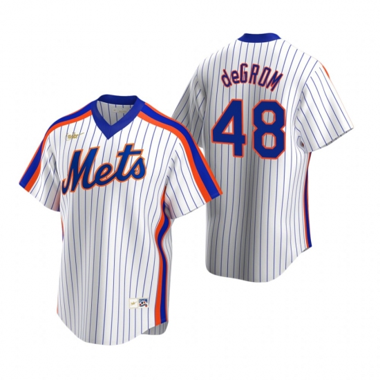 Men's Nike New York Mets #48 Jacob deGrom White Cooperstown Collection Home Stitched Baseball Jersey - Ujersey