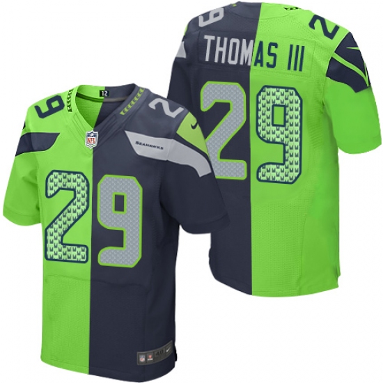 Men's Nike Seattle Seahawks #29 Earl Thomas III Elite Navy/Green Split Fashion NFL Jersey - Ujersey
