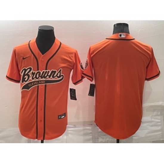 Men's Cleveland Browns Blank Orange Stitched MLB Cool Base Nike Baseball Jersey - Ujersey