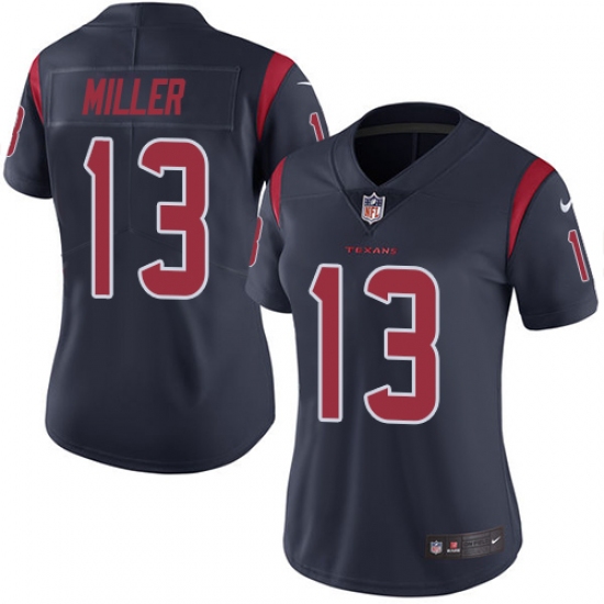 Women's Nike Houston Texans #13 Braxton Miller Elite Navy Blue Rush Vapor Untouchable NFL Jersey - Ujersey