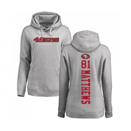 Football Women's San Francisco 49ers #81 Jordan Matthews Ash Backer Pullover Hoodie - Ujersey