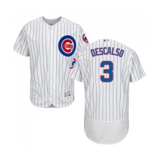 Men's Chicago Cubs #3 Daniel Descalso White Home Flex Base Authentic Collection Baseball Jersey - Ujersey