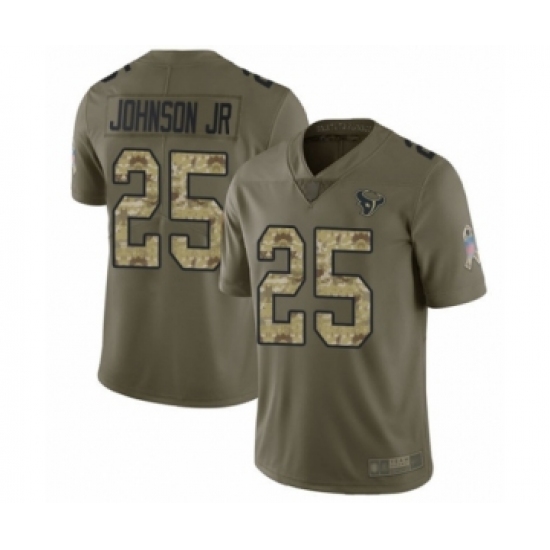 Men's Houston Texans #25 Duke Johnson Jr Limited Olive Camo 2017 Salute to Service Football Jersey - Ujersey