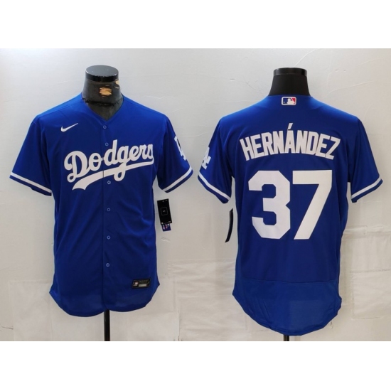 Men's Los Angeles Dodgers #37 Teoscar Hernandez Blue Flex Base Stitched Jersey - Ujersey