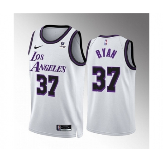 Men's Los Angeles Lakers #37 Matt Ryan White City Edition Stitched Basketball Jersey - Ujersey