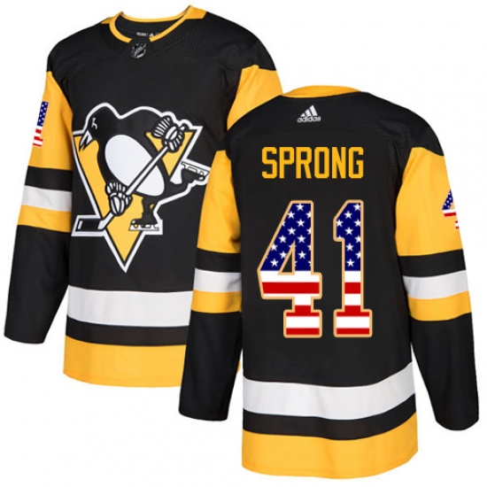 Men's Adidas Pittsburgh Penguins #41 Daniel Sprong Authentic Black USA Flag Fashion NHL Jersey - Ujersey