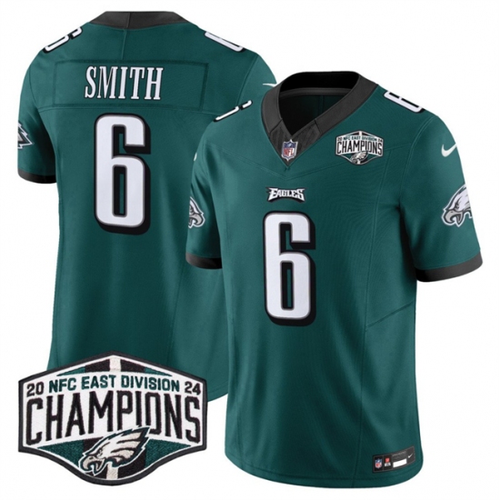 Men's Philadelphia Eagles #6 DeVonta Smith Green 2024 NFC East Champions F.U.S.E. Vapor Untouchable Limited Stitched Football Jersey - Ujersey