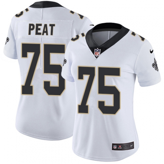 Women's Nike New Orleans Saints #75 Andrus Peat White Vapor Untouchable Limited Player NFL Jersey - Ujersey