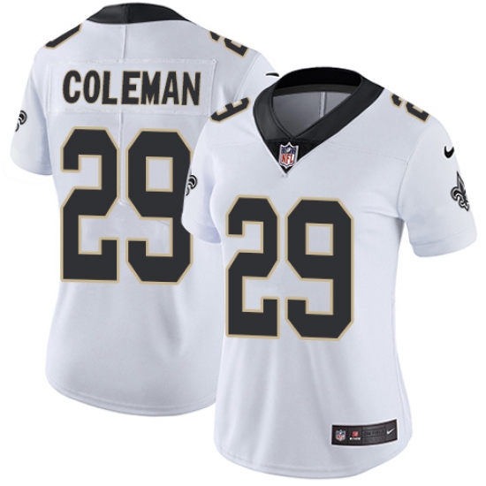 Women's Nike New Orleans Saints #29 Kurt Coleman White Vapor Untouchable Limited Player NFL Jersey - Ujersey