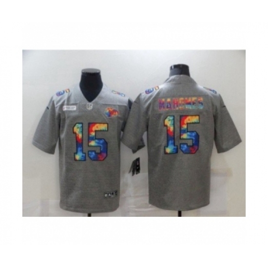 Men's  Kansas City Chiefs #15 Patrick Mahomes Grey 2021 Crucial Catch Bowl LV Jersey - Ujersey