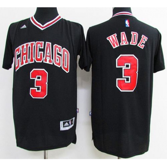 Chicago Bulls #3 Dwyane Wade Black Short Sleeve Stitched NBA Jerseyy - Ujersey