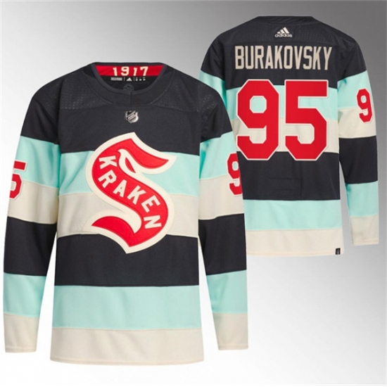 Men's Seattle Kraken #95 Andre Burakovsky Deep Sea Blue 2024 Winter Classic Primegreen Stitched Jersey - Ujersey