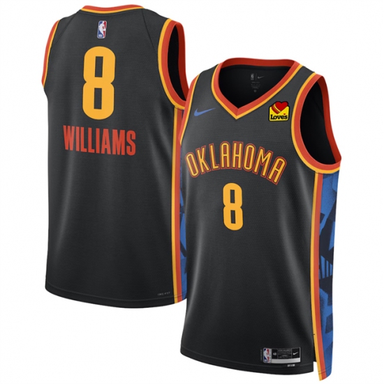 Men's Oklahoma City Thunder #8 Jalen Williams Black 2024-25 City Edition Stitched Basketball Jersey - Ujersey
