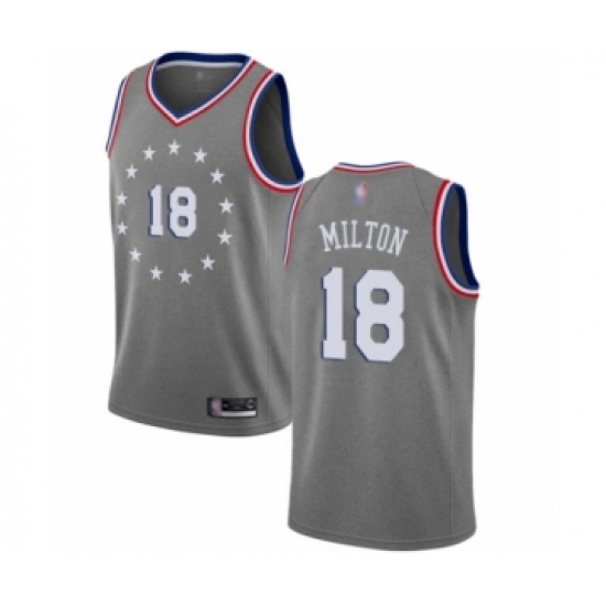 Youth Philadelphia 76ers #18 Shake Milton Swingman Gray Basketball Jersey - City Edition - Ujersey