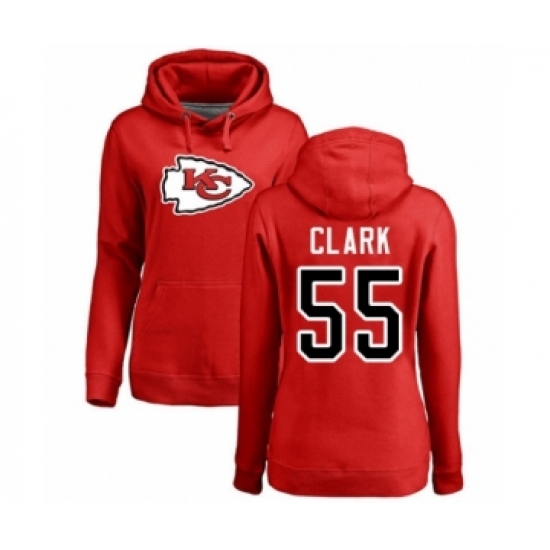 Football Women's Kansas City Chiefs #55 Frank Clark Red Name & Number Logo Pullover Hoodie - Ujersey